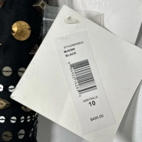 🅽🅴🆆 Badgley Mischka black mesh silver & gold sequin & beads dress, size 10 - Picture 5 of 17